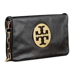 Authentic TORY BURCH: REVA GLAZED LEATHER CLUTCH